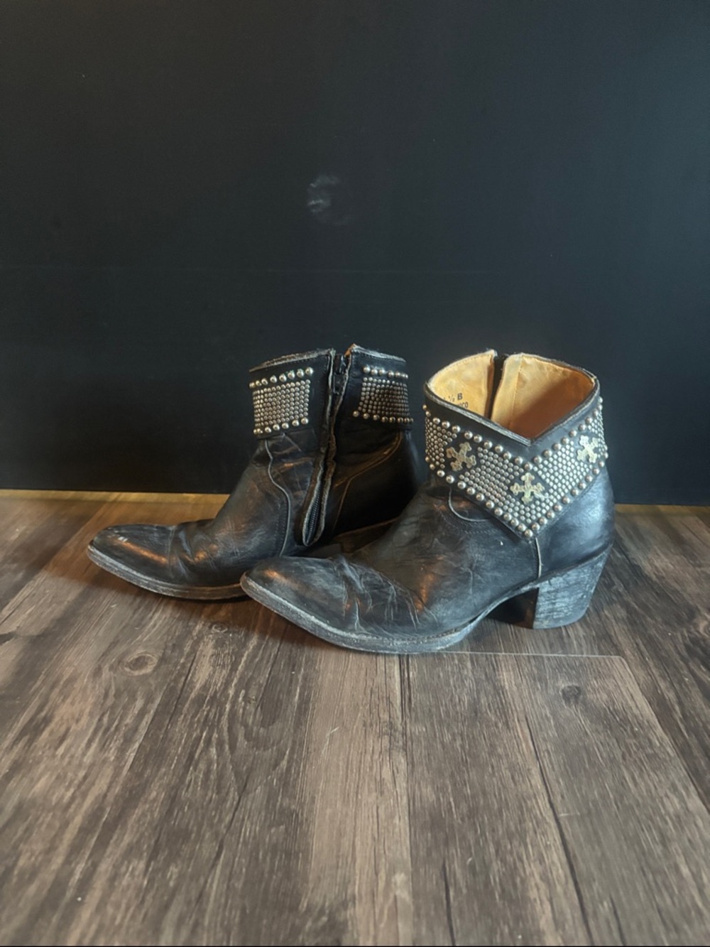 Old Gringo Black Studded Western Ankle Boots